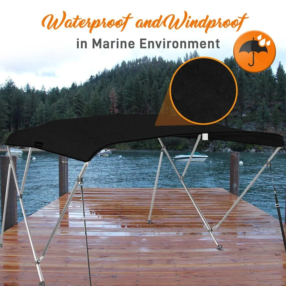 SereneLife 4 Bow 85-90 Inch Bimini Top craft shield with Double Walled Frame, Gray
