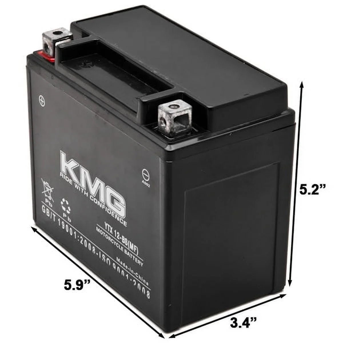 KMG Battery matching with Suzuki 1000 GSX-R1000 2001-2004 YTX12-BS Sealed Maintenance Free Battery High PerFormance 12V SMF OEM Replacement Powersport Motorcycle ATV Scooter Snowmobile
