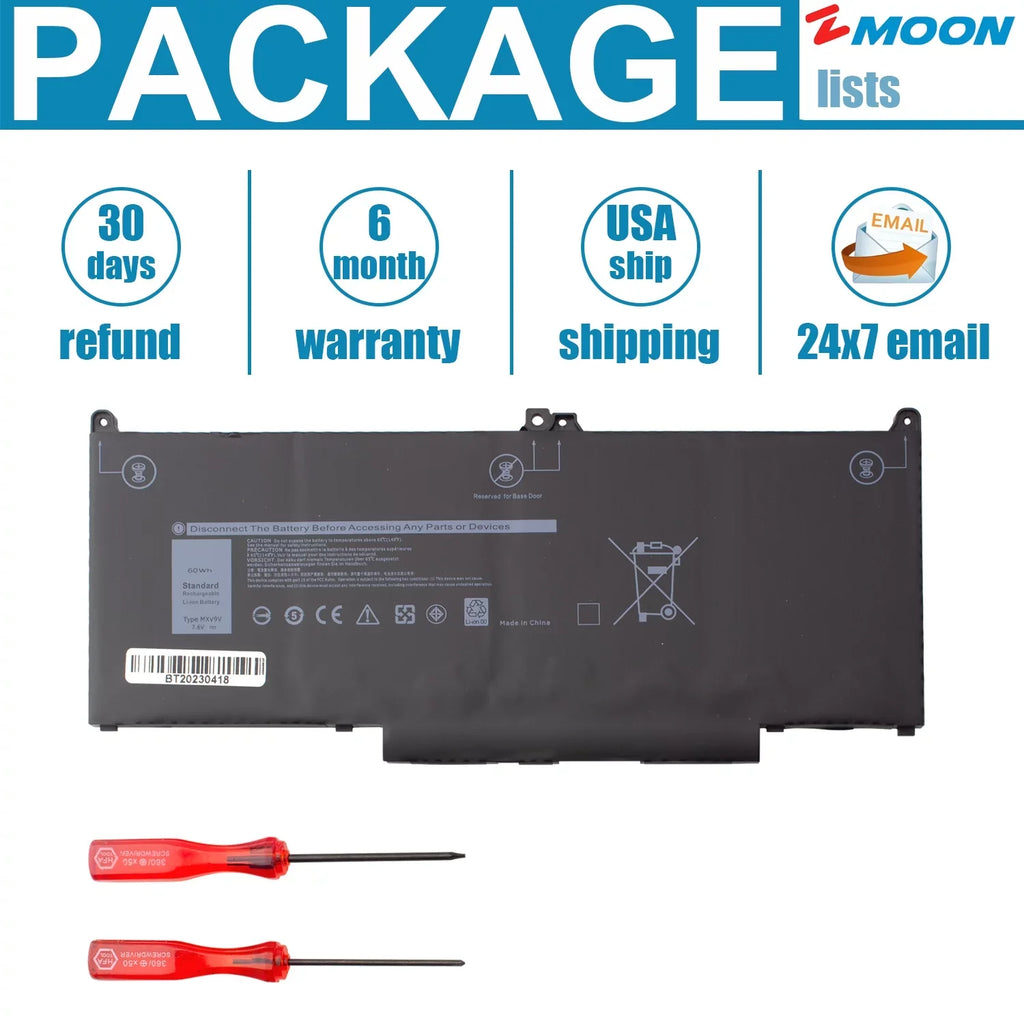 MXV9V Laptop Battery for  Latitude 5300 5310 7300 7400 Inspiron 7300 7306 2 in 1 Black, P96G P97G P99G P100G
