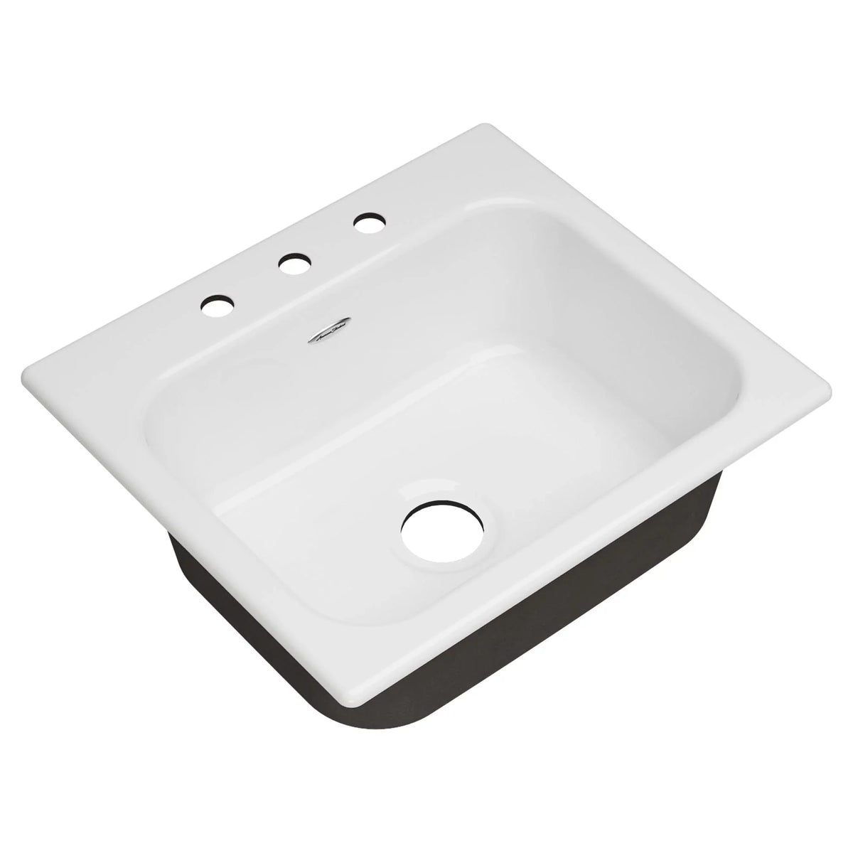 3-Hole Single Bowl Kitchen Sink in Brilliant White. American Standard Quince Drop-in Cast Iron 25 in