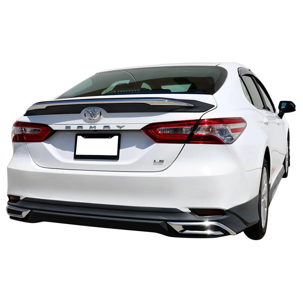 Ikon Motorsports appropriate with 18-23  Camry LE MD Style Rear Trunk Spoiler Wing With Chrome Trim 2018 2019 2020 2021