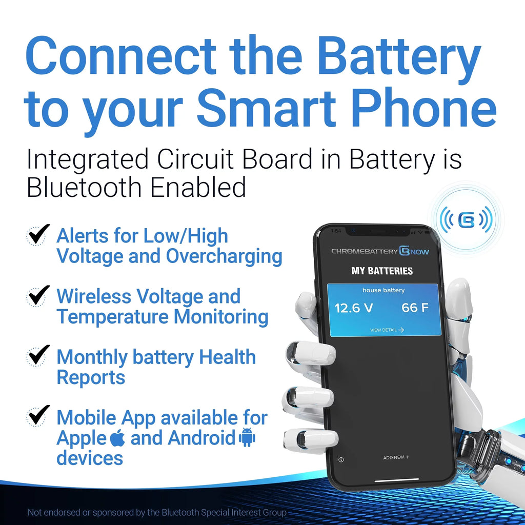 Chrome Battery Now Ytx20hl-bs (20hl-bs 12 Volt,18 Ah, 270 Cca) Intelligent Wireless Smartphone Connectivity AGM Battery for Personal Watercraft - Brp (sea-doo) 900 Gti 90 Years (2018 - 2020)
