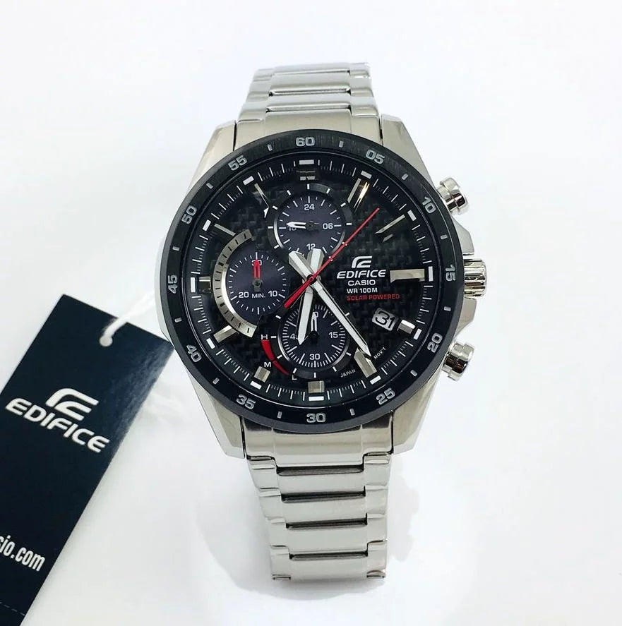 Casio EQS-900DB-1AVCR Edifice Men's Solar-Powered Chronograph Stainless Steel Watch