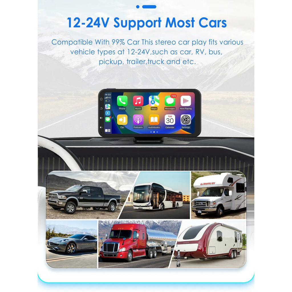 Hizpo GPS Navigation Bluetooth 6.25 Inch Touchscreen 360° Adjustable FM Car Radio Stereo Head Unit Receiver With  Carplay Android Auto And Backup Camera