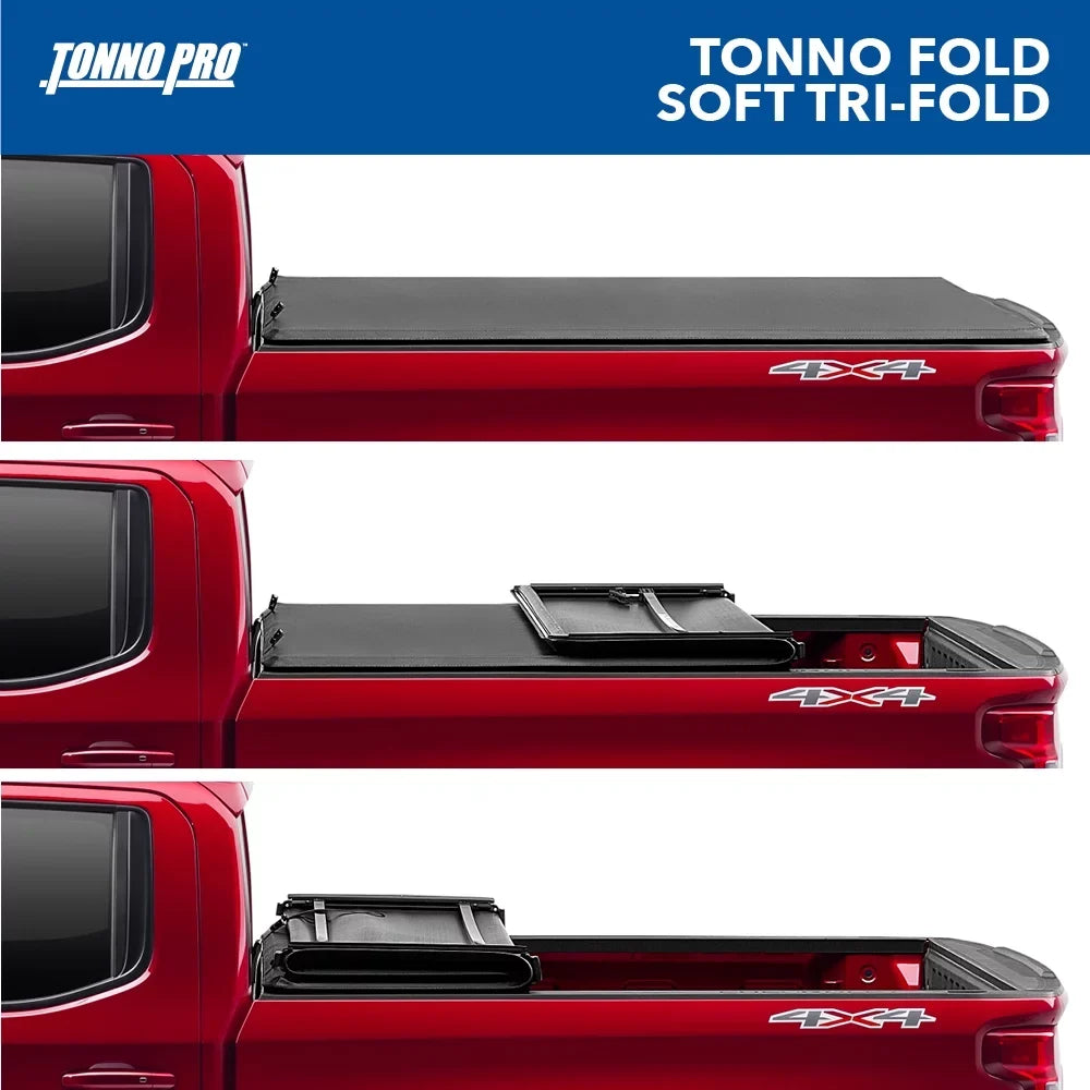 Tonno Pro Tonno Fold, Soft Folding Truck Bed Tonneau protector | 42-107 | Fits 2007 - 2013 Chevy/GMC Silverado/Sierra 1500 8' 2" Bed (97.6")