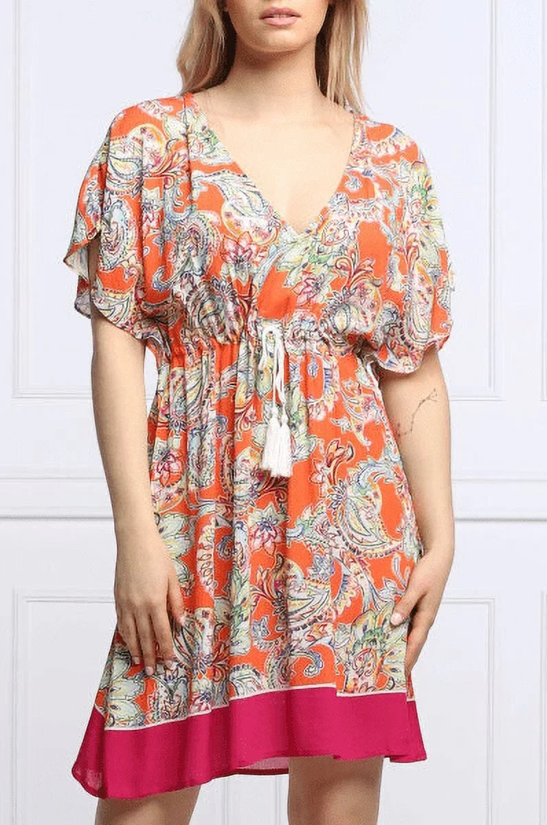 Ralph Lauren MULTI Paisley Flutter Sleeve Swim shield-up Dress, US X-Large