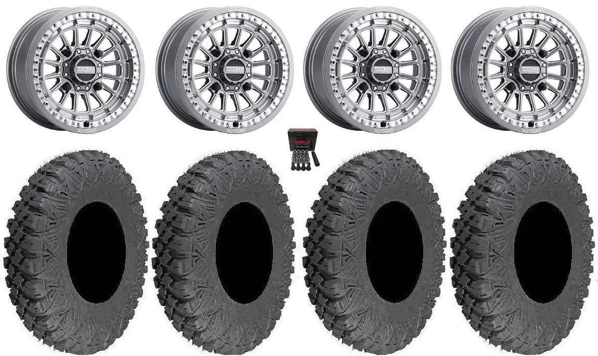 MetalFX Delta Bdlk CC 15" Wheels Gm 33" Race Soft Tires Can-Am Maverick X3 / Honda Pioneer 1000 / Talon
