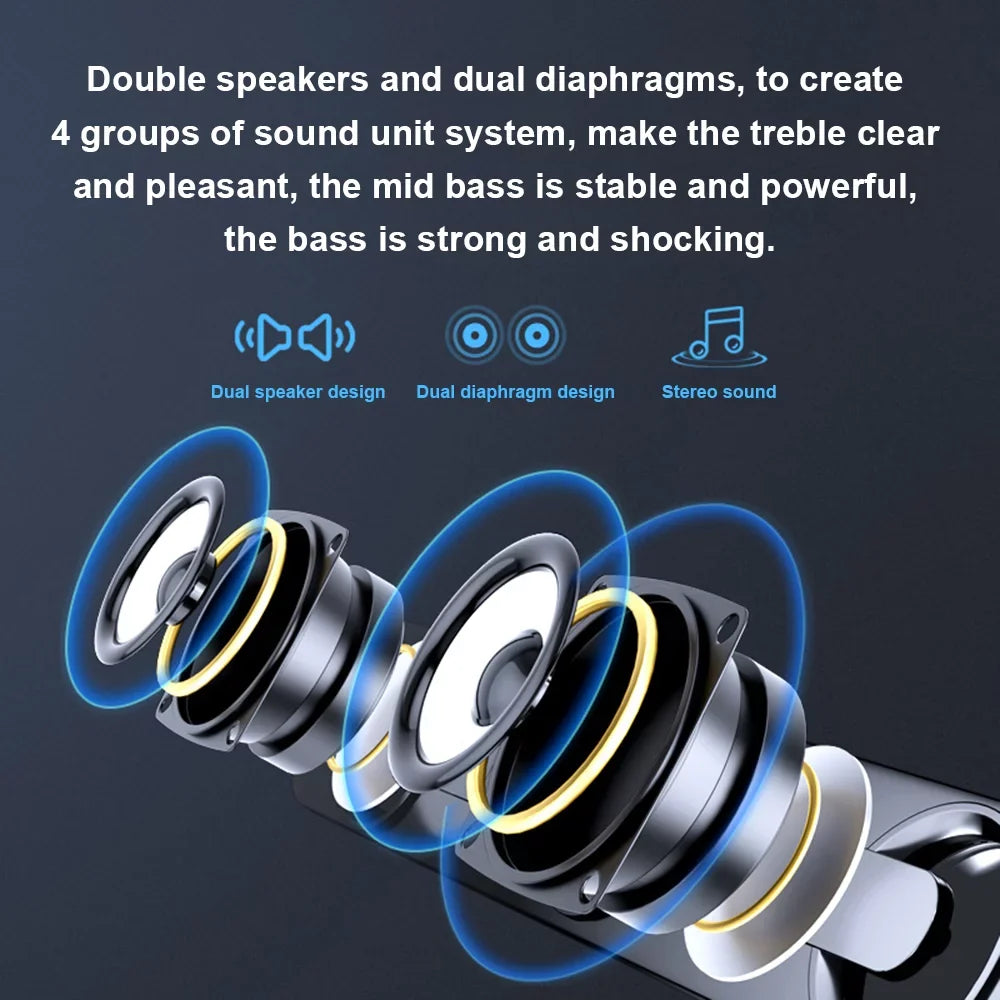OWSOO V-111 Computer Speaker USB Wired Powerful Bar Stereo Subwoofer Bass Speaker Surround Sound Box for PC Laptop Phone Tablet MP3 MP4