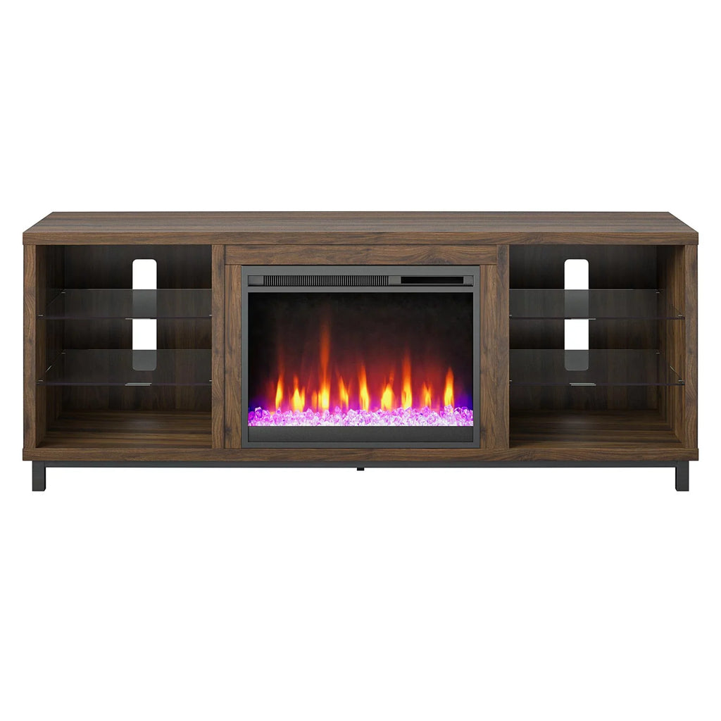 Ameriwood Home Lumina Deluxe Fireplace TV Stand for TVs up to 70" in Black