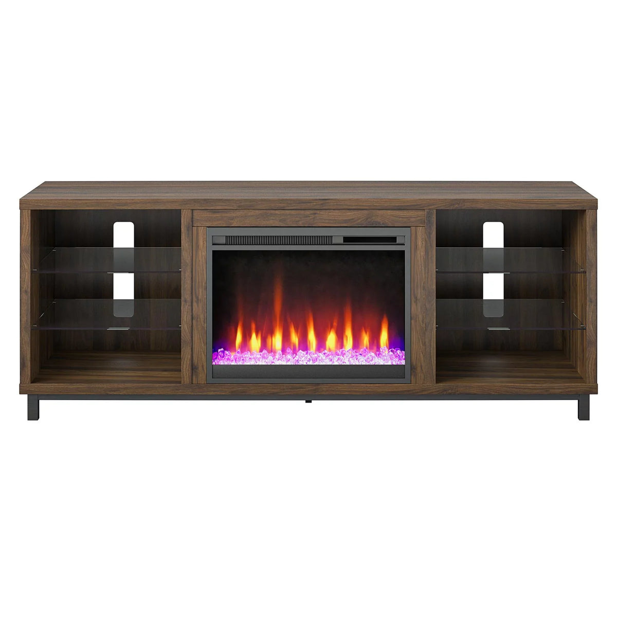Ameriwood Home Lumina Deluxe Fireplace TV Stand for TVs up to 70" in Black