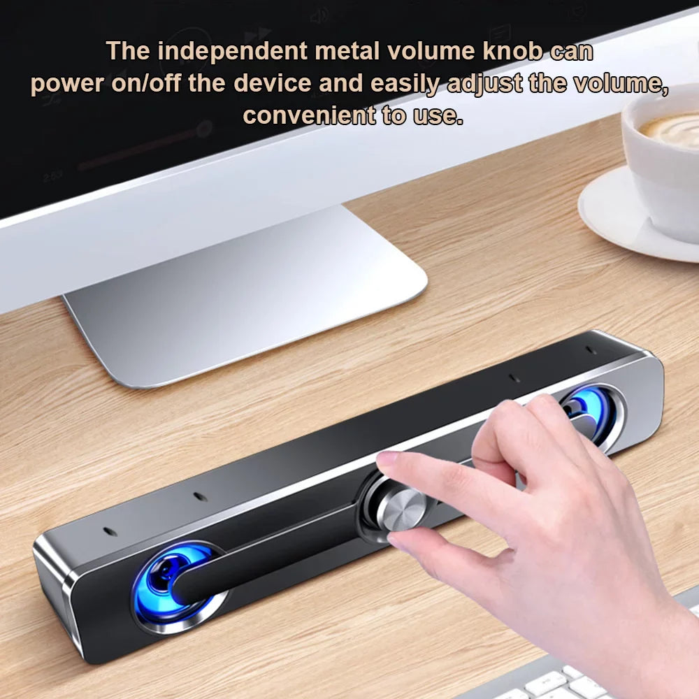 OWSOO V-111 Computer Speaker USB Wired Powerful Bar Stereo Subwoofer Bass Speaker Surround Sound Box for PC Laptop Phone Tablet MP3 MP4