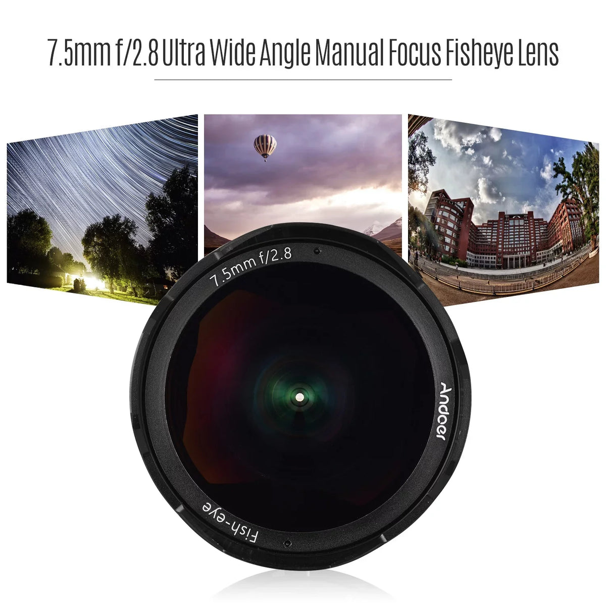 Andoer Camera lens,7.5mm F2.8 Manual Wide Aperture E-mount Lens 180° Wide Aps-c FrameLens matching With F2.8 Manual Fisheye Aperture E-mount Lens A6300 A6000 5100 Camera A6600 A6100 Ainn