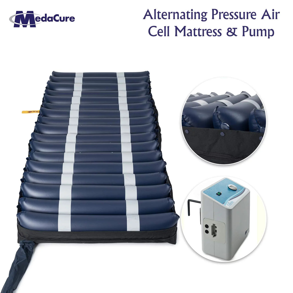 Medacure Alternating Pressure Air Mattress for Hospital Beds with Quilted Nylon wrap - 80" x 36" x 8" (Twin) - Pump Included