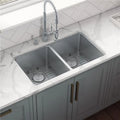 Undermount 50-50 Double Bowl 16 Gauge Stainless Steel Kitchen Sink. Ruvati USA RVM5099 31 in