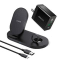 Anker Wireless Charging Station with QC Charger, PowerWave Sense 2-in-1 Stand with Watch Charging Holder for  Watch SE/6/5/4/3/2/1, iPhone SE 2020, 11, 11 Pro (Watch Charging Cable Not Included)