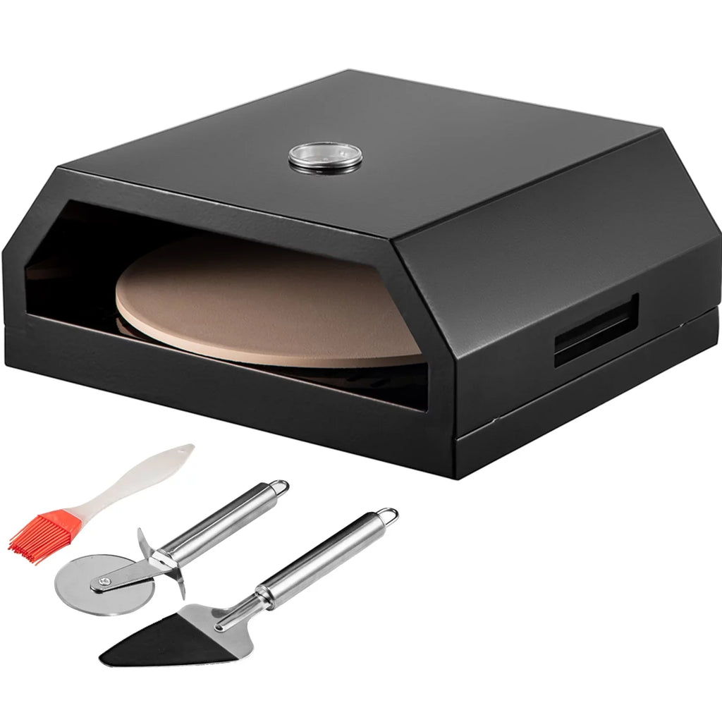 SKYSHALO Outdoor Pizza Oven, Stainless Steel Camp Pizza Oven, Pizza Oven Kit with Set of Professional Pizza Baking Tools Including 12" Cordierite Pizza Stone, Pizza Shovel, Pizza Cutter, Thermometer