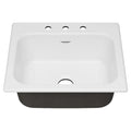 3-Hole Single Bowl Kitchen Sink in Brilliant White. American Standard Quince Drop-in Cast Iron 25 in
