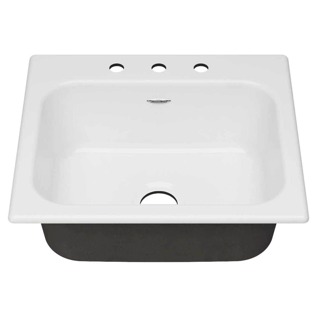 3-Hole Single Bowl Kitchen Sink in Brilliant White. American Standard Quince Drop-in Cast Iron 25 in