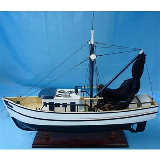 x 5in.. x 19in. Old Modern Handicrafts  Shrimp ship Model vessel - Natural Wood 25in