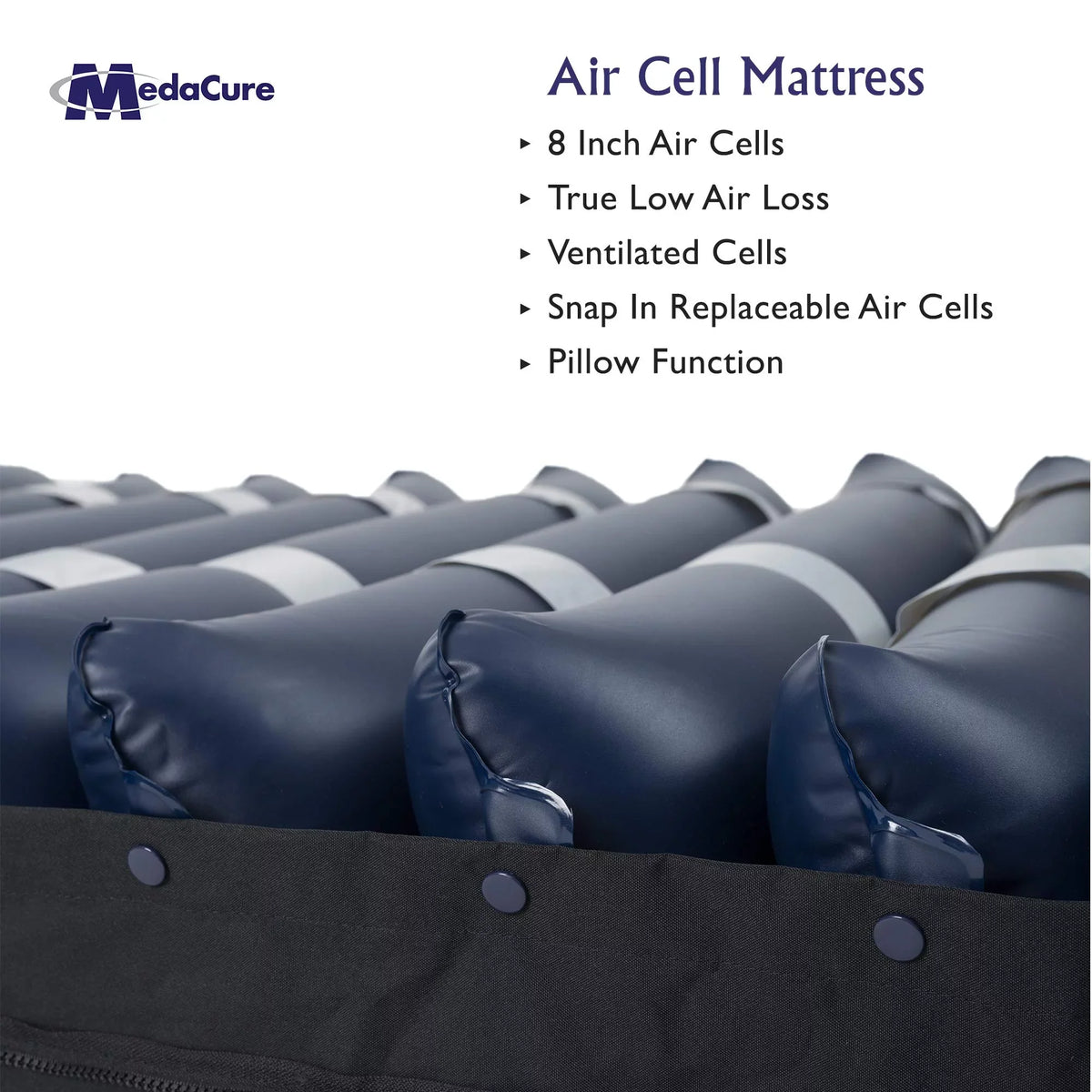 Medacure Alternating Pressure Air Mattress for Hospital Beds with Quilted Nylon wrap - 80" x 36" x 8" (Twin) - Pump Included