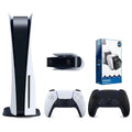 Playstation 5 Disc Version Console with Extra Black Controller, 1080p HD Camera and Surge Dual Controller Charge Dock Bundle