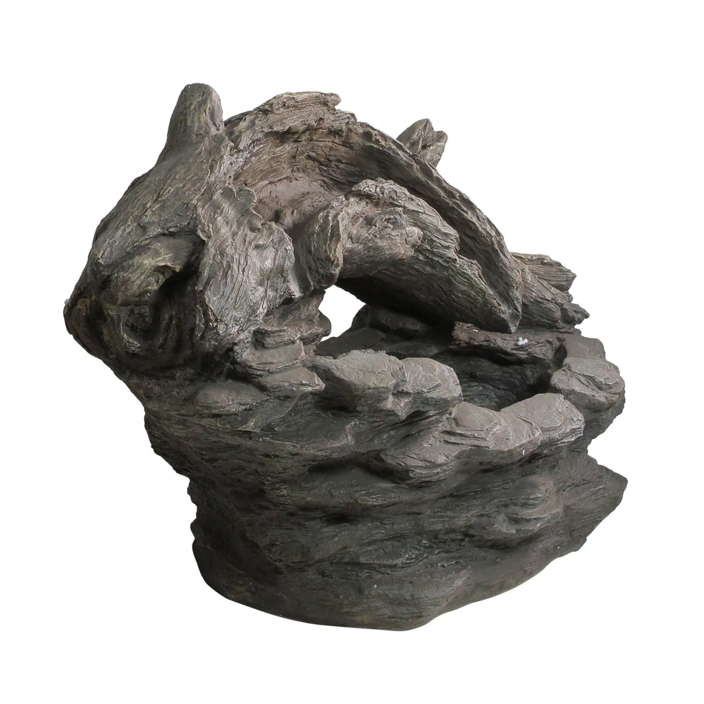 Northlight 27" Faux Wood and Rock Outdoor Garden aqua Fountain
