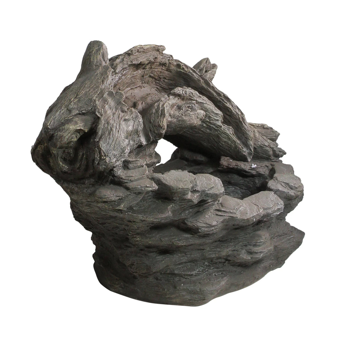Northlight 27" Faux Wood and Rock Outdoor Garden aqua Fountain