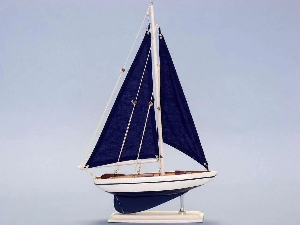 '- Blue Sails Decorative Sail vessel. Handcrafted Model Ships  Pacific Sailor 17 in