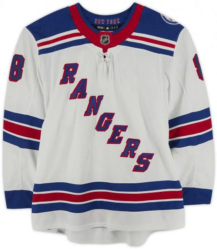 Carolina Hurricanes on May 18, 20, 26 and 30, 2022 - Size 56 - Fanatics. Jacob Trouba New York Rangers Game-Used #8 White Jersey Worn During the Second Round of the 2022 Stanley Cup Playoffs vs