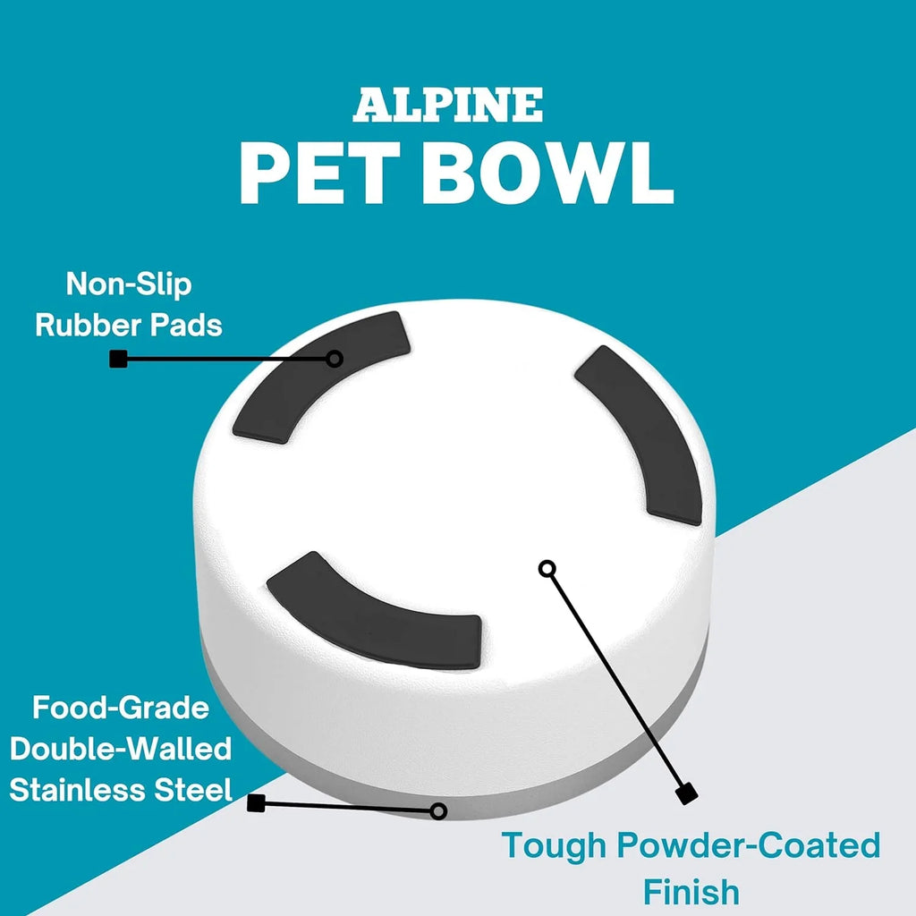 ALPINE Set of 2 Stainless Steel Dog Bowls, Non Slip, Metal Pet Bowl for Food and moisture, Double Walled Insulated, Rustproof, Dishwasher Safe (32 oz, Pink)