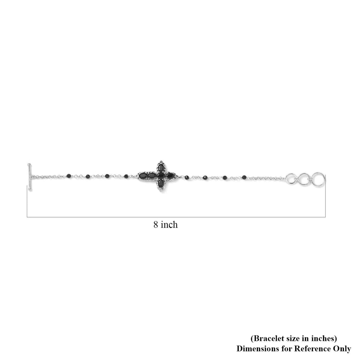 Shop LC Black Spinel Oval Platinum Plated Cross Bracelet for Women Jewelry Ct 4.79 Mothers Day Gifts for Mom