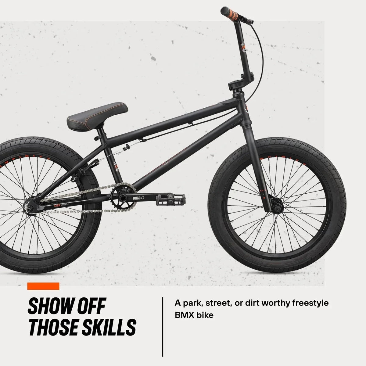 Open Box Mongoose Legion Freestyle BMX Bike, Steel Frame, 20 Inch Wheels - BLACK/ORANGE