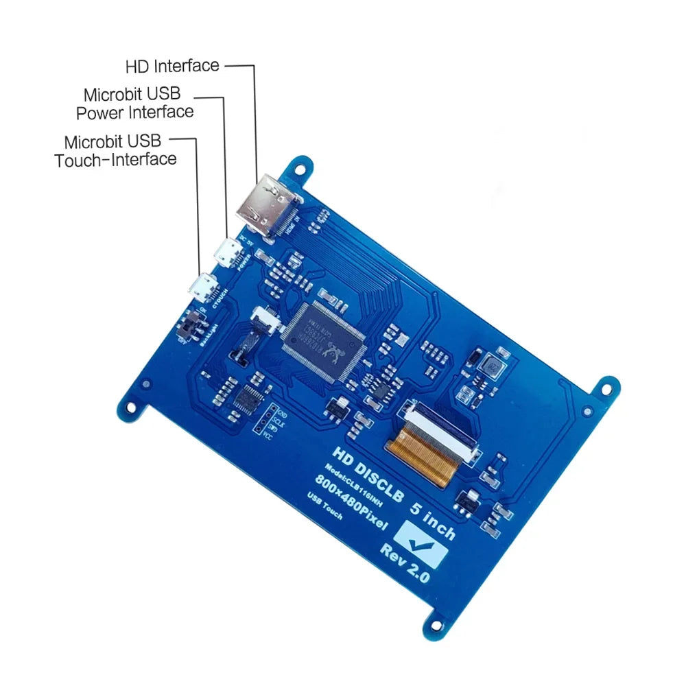 Aibecy 5 InchCapacitive Touchscreen Display 800*480 Resolution Small Portablewith USBInterface appropriate with Raspberry Pi Educational Tool