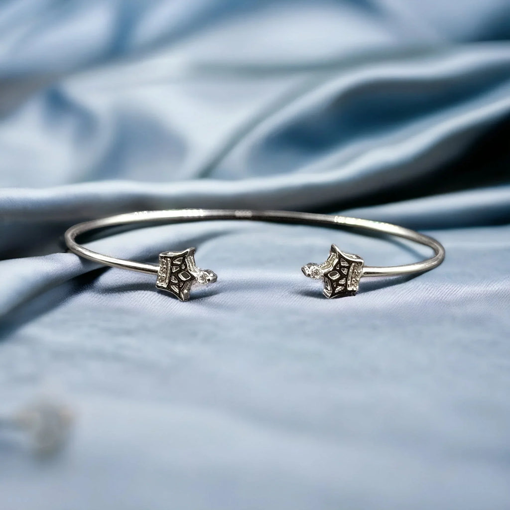 Crown Bracelet With Open Ends Solid Silver CZ cuff style jewelry Handmade Kada Adjustable Bracelet Best Gift idea for Girls