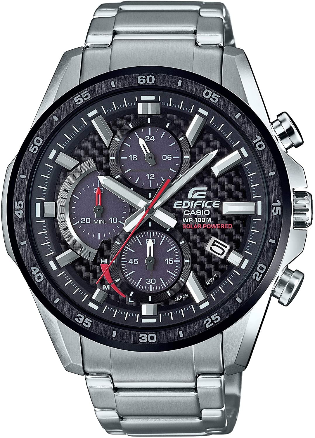 Casio EQS-900DB-1AVCR Edifice Men's Solar-Powered Chronograph Stainless Steel Watch