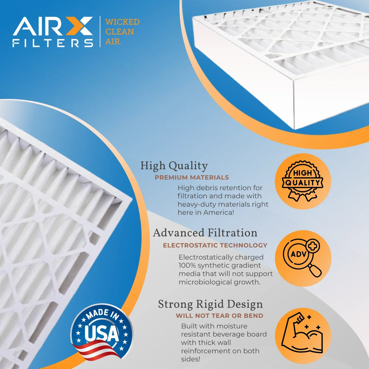 16x28x6 Air Filter MERV 11 Comparable to MPR 1000, MPR 1200 & FPR 7 suitable with Aprilaire 401 Premium USA Made 16x28x6 Furnace Filter 1 Single Filter by AIRX FILTERS WICKED CLEAN AIR.