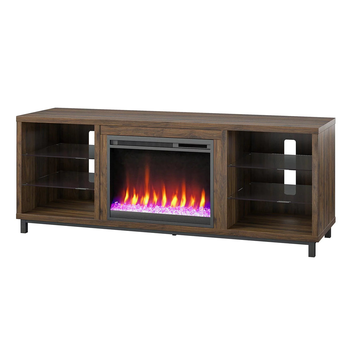 Ameriwood Home Lumina Deluxe Fireplace TV Stand for TVs up to 70" in Black
