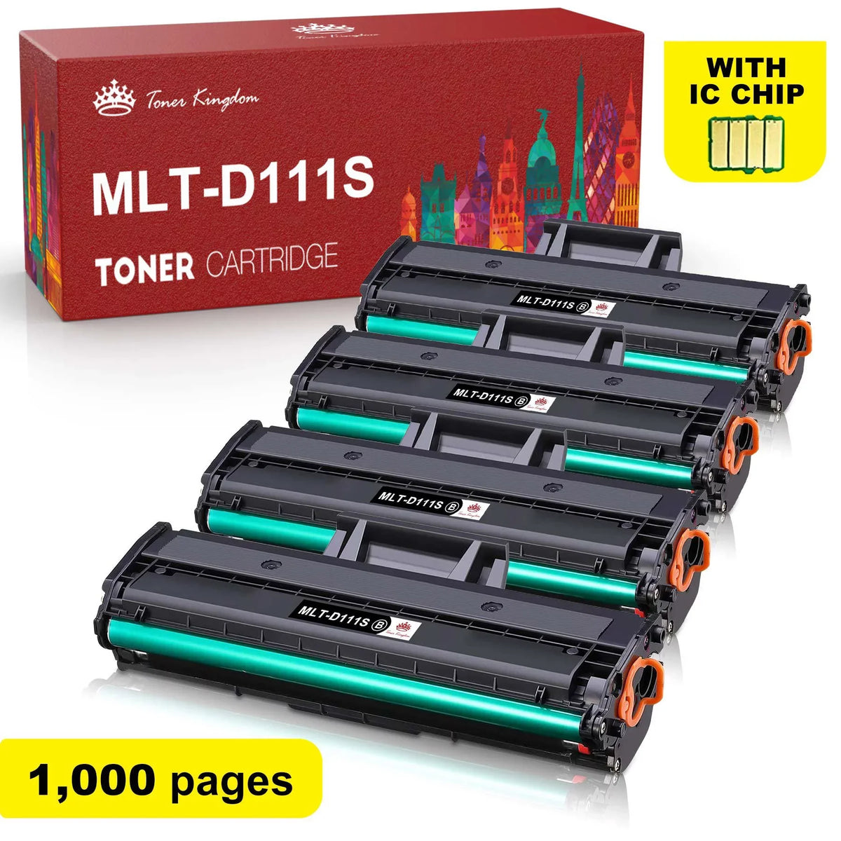 4-Pack MLT-D111S suitable Toner Cartridge for  MLT-D111S 111S High Yield Xpress SLM2020W M2022W M2070FW M2024 M2026W Printer (Black)