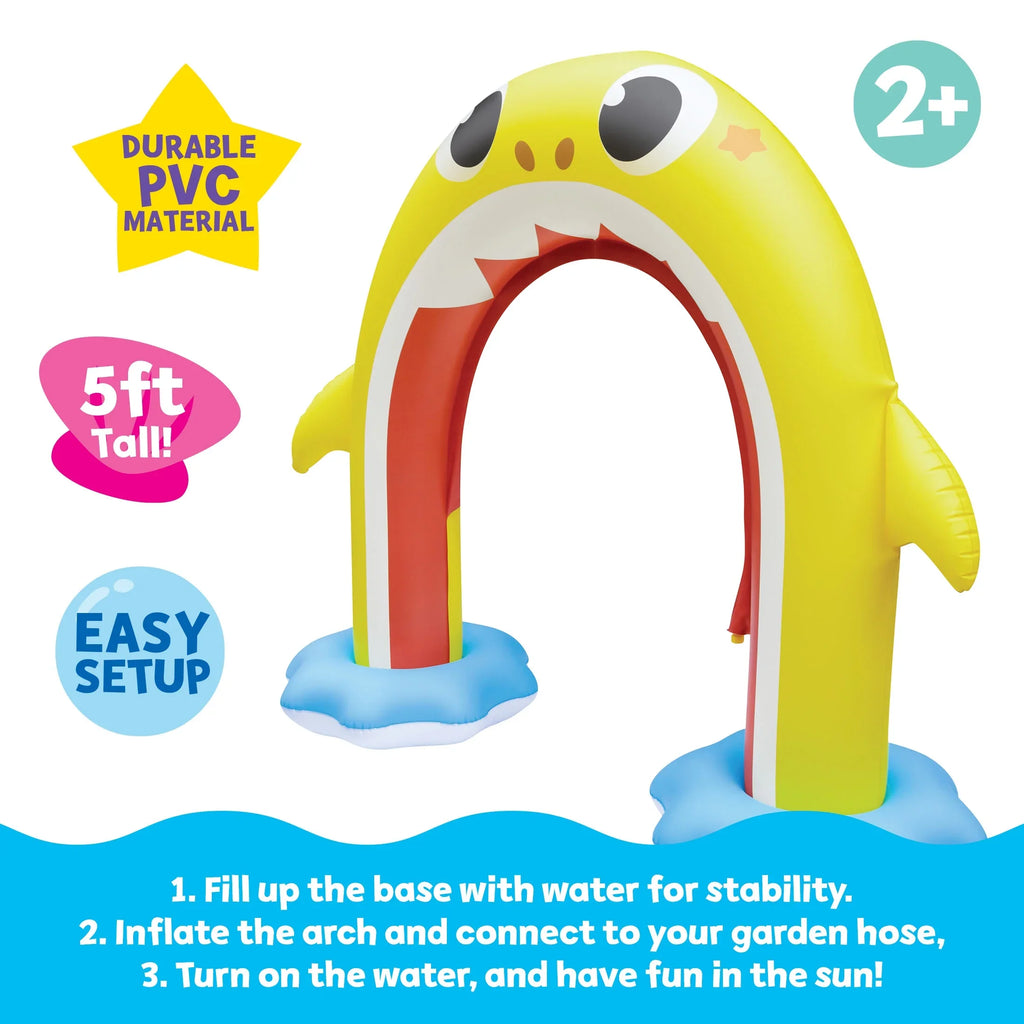 Pinkfong Baby Shark 5ft Inflatable Rainbow Arch, Backyard moisture Sprinkler Summer Fun (Ages 2+)