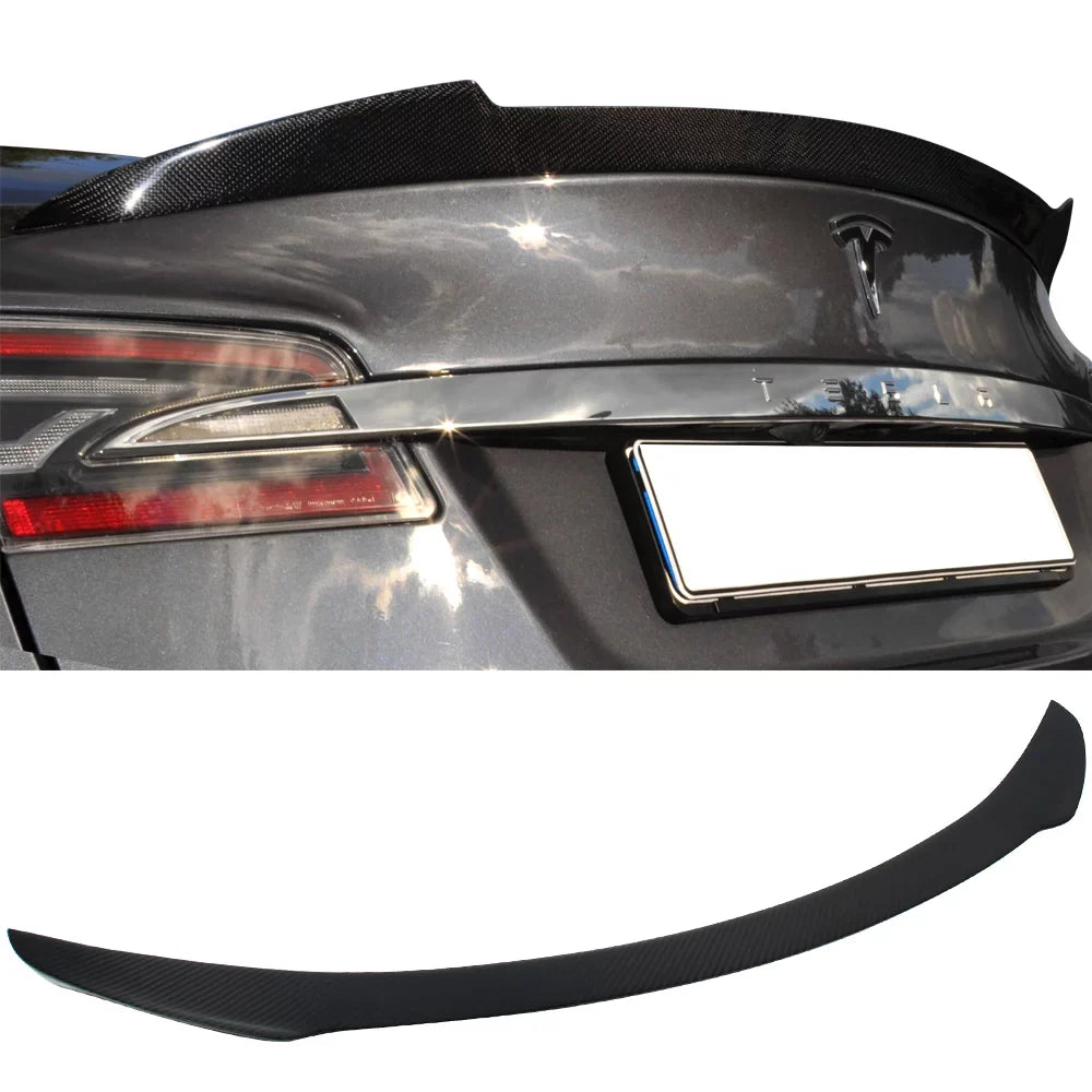 Ikon Motorsports matching with 12-23 Tesla Model S H Style Rear Trunk Spoiler Wing - Carbon Fiber CF 2012 2013 2014 2015 2016 2017 2018