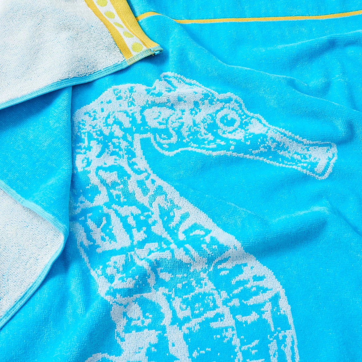 top-notch Bay Home Cotton Printed 2-Pack Beach Towel  (2 Pack - 30" x 60", Seahorse Blue / Yellow)