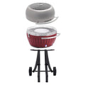 LotusGrill Smokeless Barbecue for Outdoor Dining with Glass Lid shield and Stand - Red
