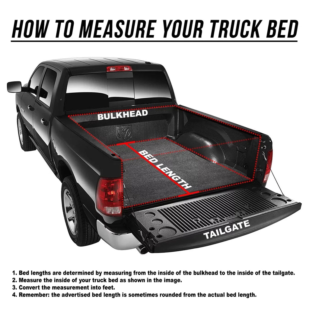 DNA Motoring TTC-TRISOFT-018 For 2009 to 2021 Ram Truck 1500 5.7' Bed Fleetside Tri -Fold Adjustable Soft Top Trunk Tonneau wrap