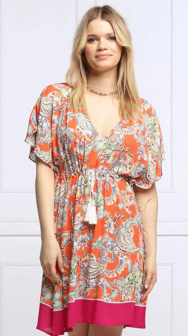 Ralph Lauren MULTI Paisley Flutter Sleeve Swim shield-up Dress, US X-Large