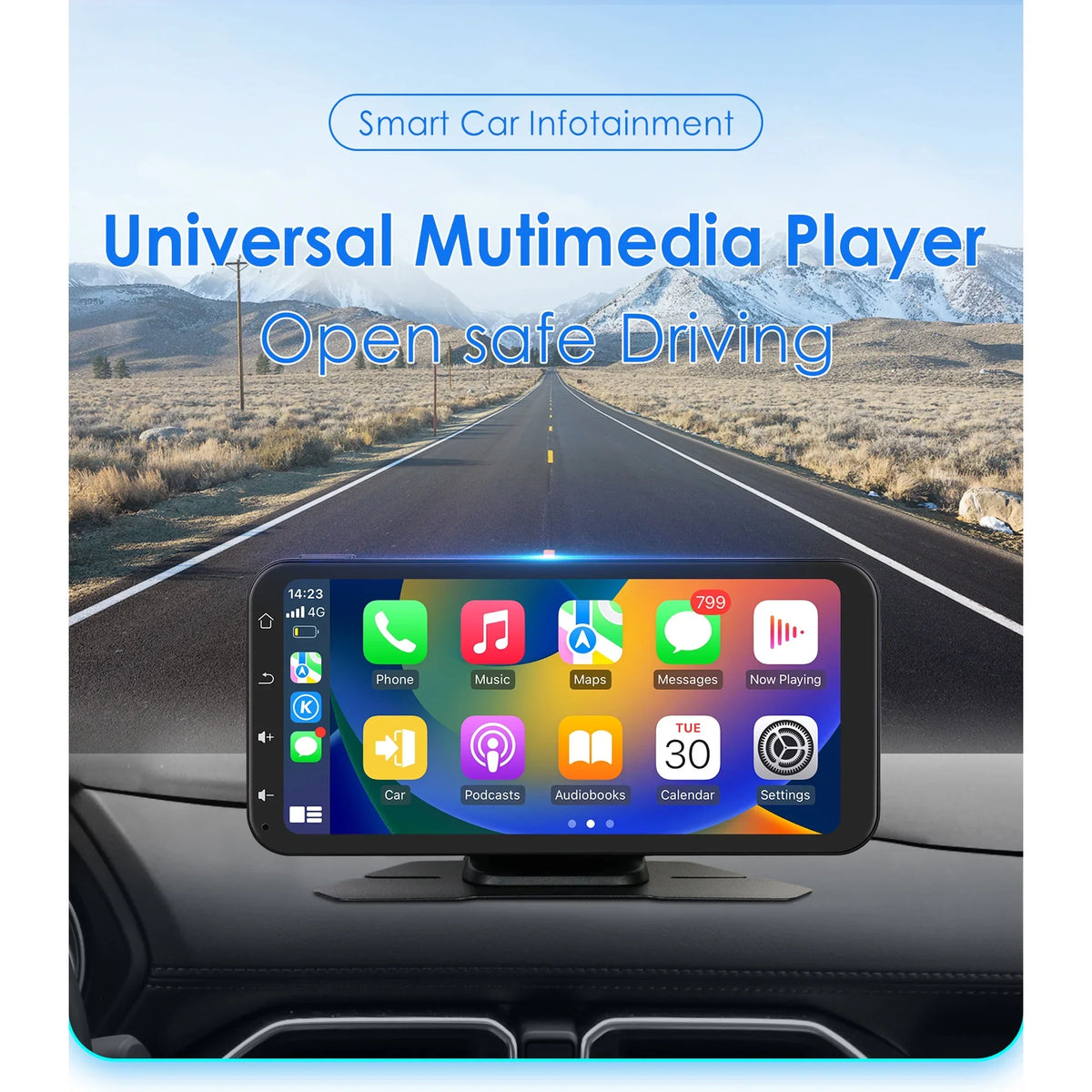 Hizpo GPS Navigation Bluetooth 6.25 Inch Touchscreen 360° Adjustable FM Car Radio Stereo Head Unit Receiver With  Carplay Android Auto And Backup Camera