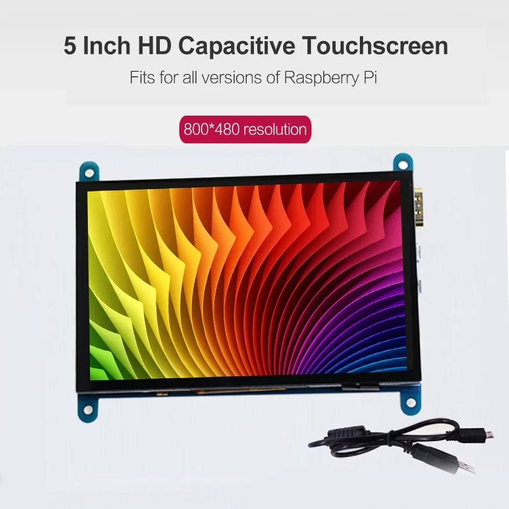 Aibecy 5 InchCapacitive Touchscreen Display 800*480 Resolution Small Portablewith USBInterface appropriate with Raspberry Pi Educational Tool