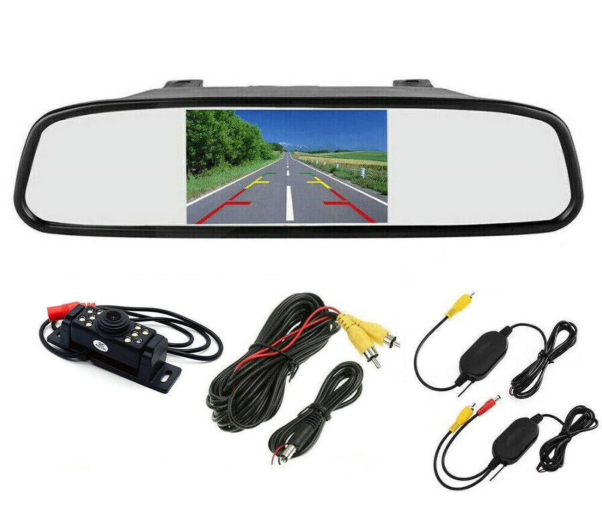 Wireless Car Backup Camera Rear View System HD Night Vision + 5" Mirror Monitor
