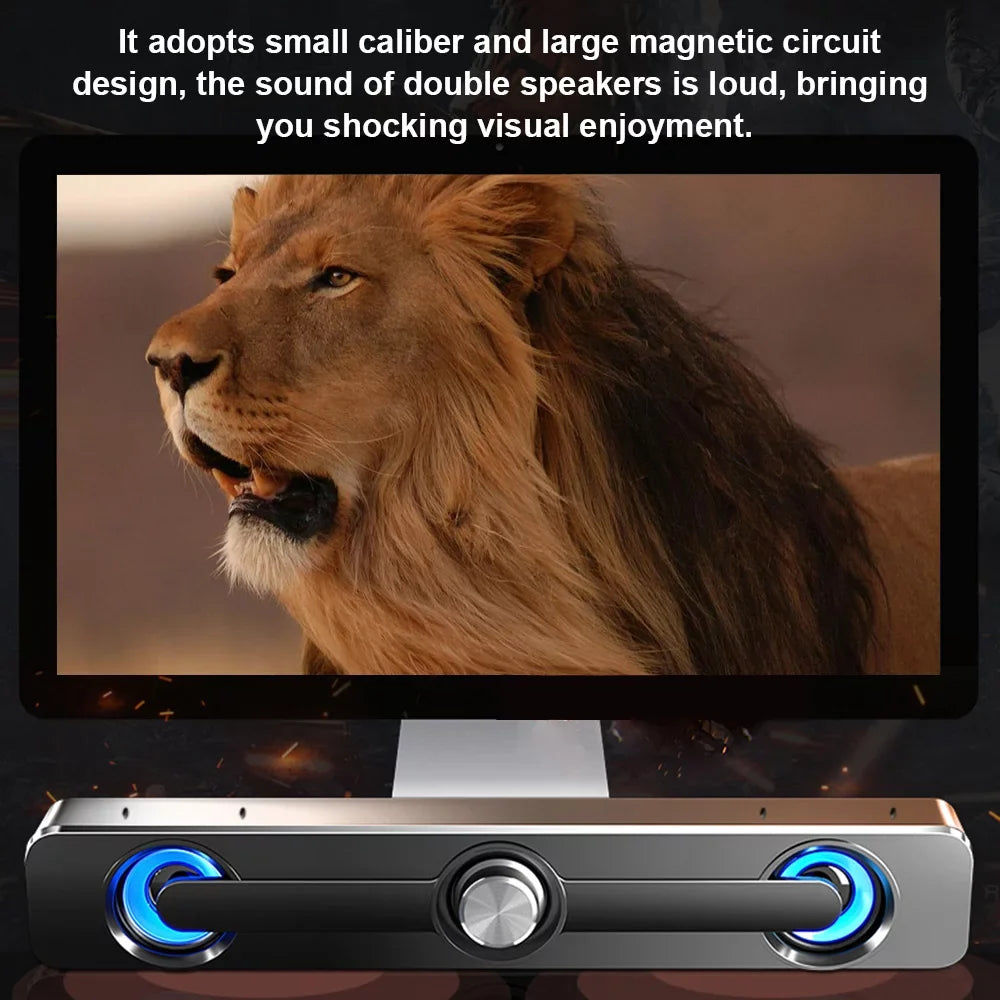 OWSOO V-111 Computer Speaker USB Wired Powerful Bar Stereo Subwoofer Bass Speaker Surround Sound Box for PC Laptop Phone Tablet MP3 MP4