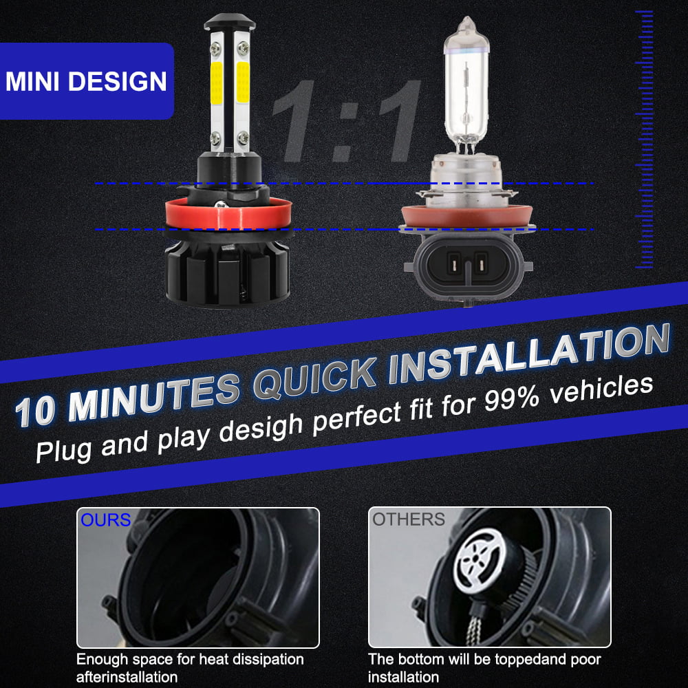 BMZONCC 9005 H11 LED Headlight H11 Fog Light Bulbs Combo for  4Runner 2010-2014 2015 2016 2017 2018 2019 2020