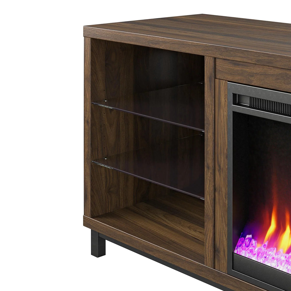 Ameriwood Home Lumina Deluxe Fireplace TV Stand for TVs up to 70" in Black